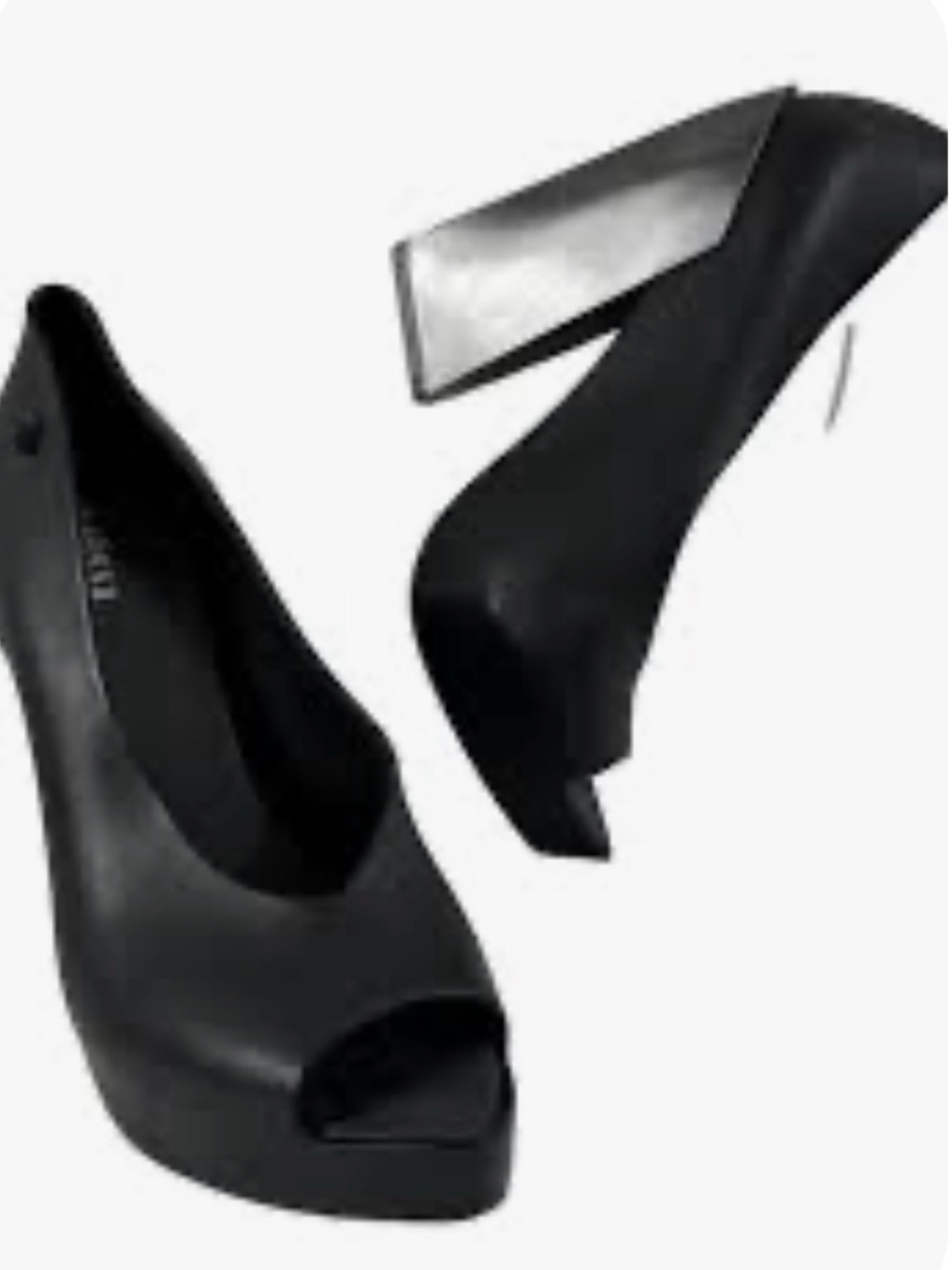 Melissa Vegan Black Peep-Toe Platform Heels Size 8